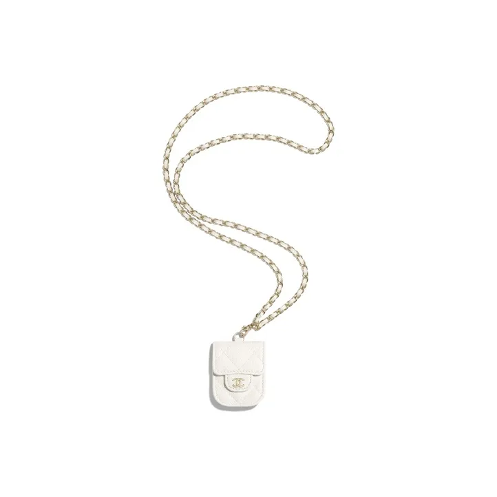 CHANEL Calfskin With Gold Tone Metal Clutch Headphone With Earphone Case Women's White-2