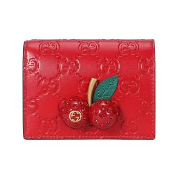 GUCCI Cow Leather Clutches Wallets Women's Red