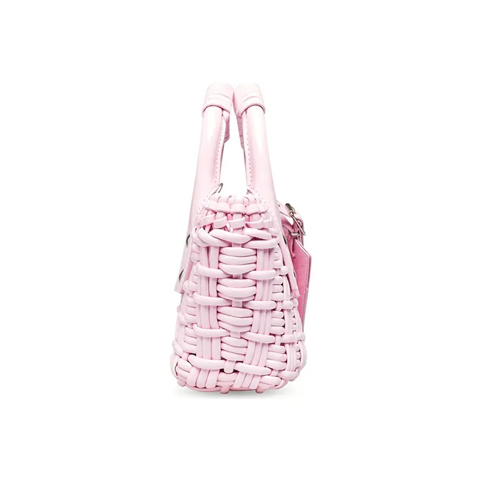 Balenciaga BISTRO Lacquered Finish Cow Leather Basket Bag Shoulder Bag Crossbody Bag Extra Small Women's Pink-1