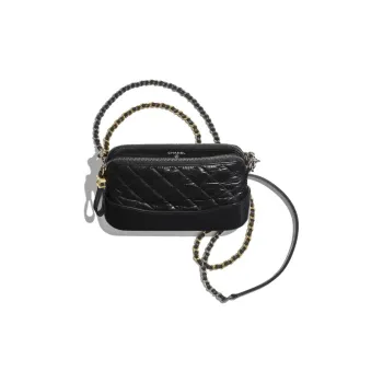 CHANEL Gabrielle Calfskin Shoulder Bag Crossbody Bag Mini Women's Black Silver/Rose Gold