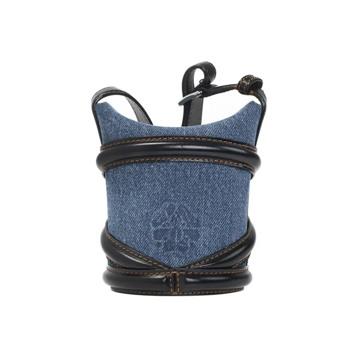 Alexander McQueen The Curve Mini Shoulder Bag Denim Black-1