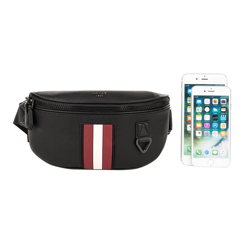 BALLY Cow Leather Sling Bag, Fanny Pack Regular Men's Black-3
