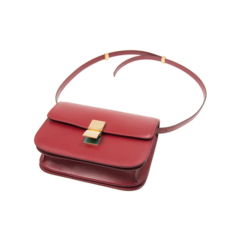 CELINE Classic Bo Calfskin Tofu Bag Small Square Bag Shoulder Bag Crossbody Bag Medium Size Women's Red-1