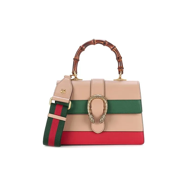 GUCCI Dionysus Multicolor Leather Crossbody Handbag Shoulder Bag Large Size Women's Green/Beige/Red-0