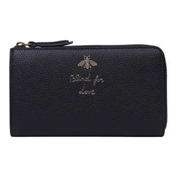 GUCCI Cow Leather Coin Purses Wallets Women's Black