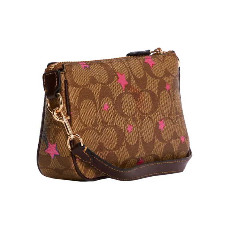 COACH Nolita Canvas Leather Pochette, Shoulder Bag, Wrist Bag, Clutch Trumpets Women's Khaki-1