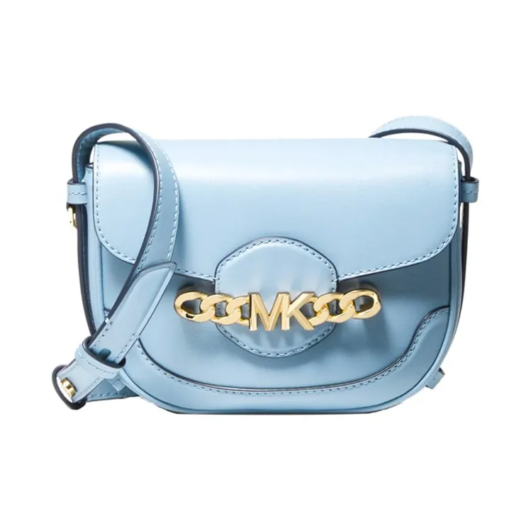 MICHAEL KORS Hally Leather Saddle Bag, Shoulder Bag, Crossbody Bag Extra Small Women's Light Blue-0