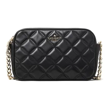 Kate Spade Natalia Quilting Cow Leather Shoulder Bag Chain Camera Bag Crossbody Bag Small Size Women's Black