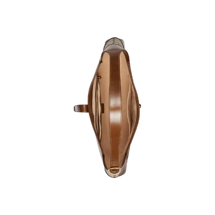 GUCCI Jackie 1961 Canvas With Leather Trim Crescent Shoulder Bag Shoulder Bag Unisex Brown-6