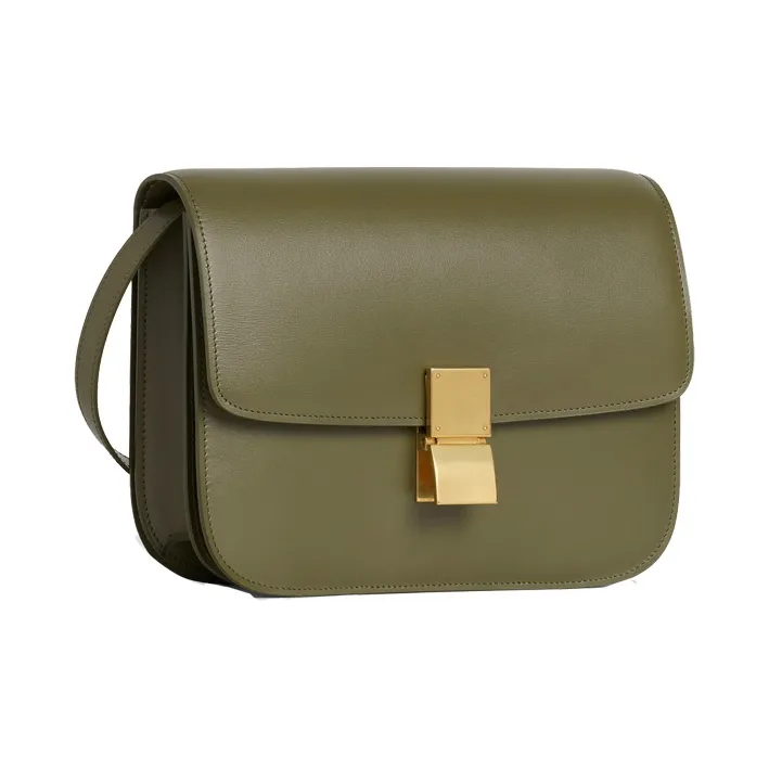 CELINE Classic Bo Polished Cow Leather Handbag, Square Bag, Shoulder Bag, Crossbody Bag Medium Size Women's-1