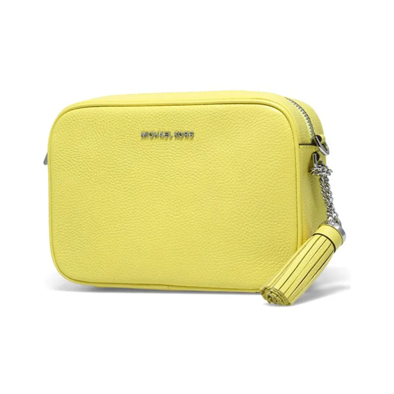 MICHAEL KORS Ginny Leather Crossbody Bag, Shoulder Bag Women's Yellow Cream-0