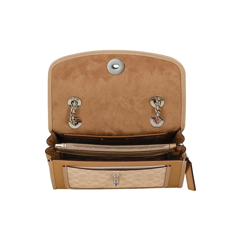 COACH Canvas With Leather Shoulder Bag, Crossbody Bag Women's Brown With Monogram-4