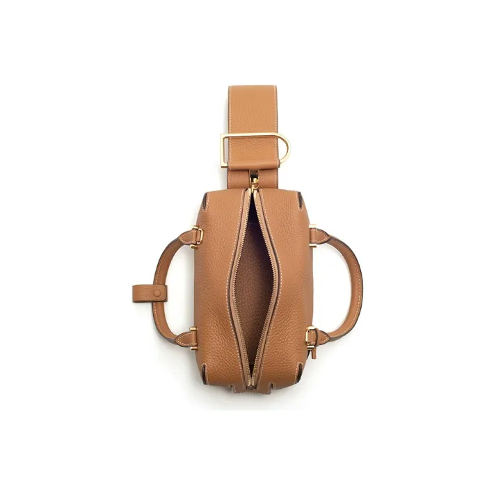 Delvau Cool Bo Calfskin Shoulder Bag Crossbody Bag Handbag Mini Women's Brown-3