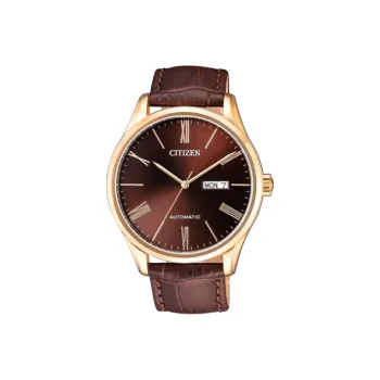 CITIZEN Mechanical Movement Cowhide Strap Watch 41mm Men's Watch Coffee Watch Dial