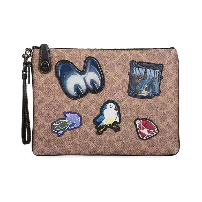 COACH Disney Coach Turnlock Wristlet 30 Disney Collaboration Canvas With Leather Clutch Large Size Men's Brown Monogram-0