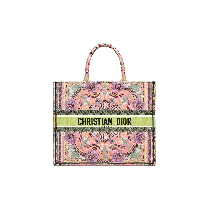 DIOR BookTote Embroidery Tote Bag, Shopping Bag, Handbag Women's Multicolor-0