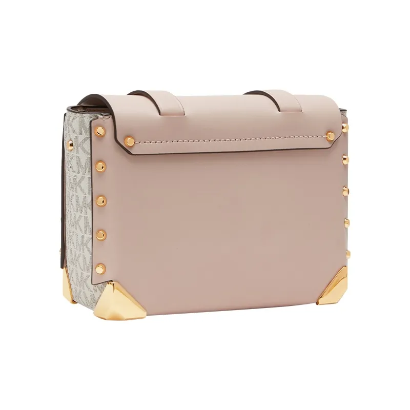 MICHAEL KORS Manhattan Leather Shoulder Bag, Crossbody Bag, Handbag Small Size Women's Vanilla White/Nude Pink-1