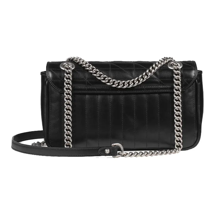 GUCCI Marmont Leather Shoulder Bag Crossbody Bag Small Size Women's Black-3