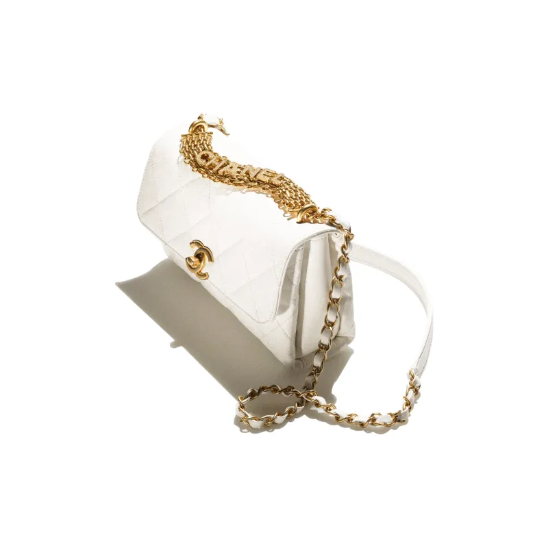 CHANEL 22SS Lambskin Flap Bag, Shoulder Bag, Crossbody Bag Trumpets Women's White-1