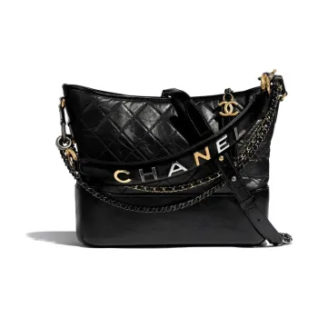 CHANEL Gabrielle Calfskin Handbag Shoulder Bag Crossbody Bag Large Size Women's Black