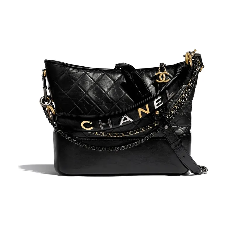 CHANEL Gabrielle Calfskin Handbag, Shoulder Bag, Crossbody Bag Tubas Women's Black-0
