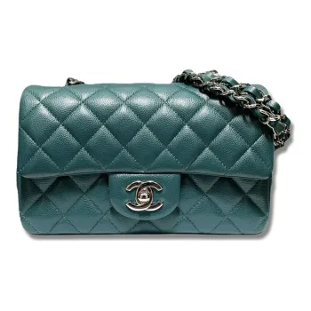 CHANEL Classic Flap CF Grain Calfskin Shoulder Bag, Crossbody Bag Mini Women's Green