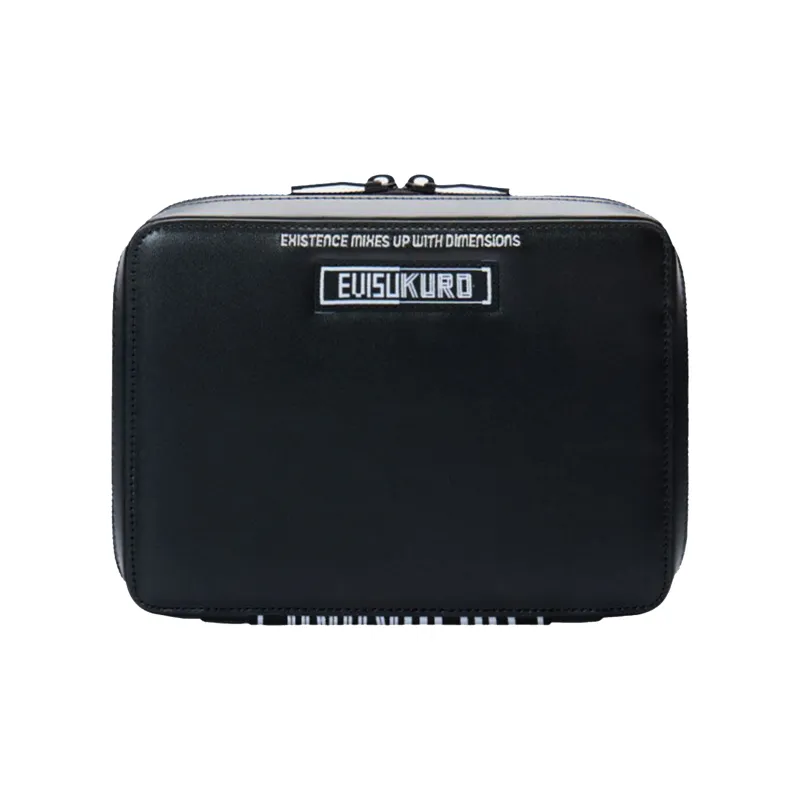 EVISU Leather Clutch Pochette, Crossbody Bag Regular Unisex Black-1