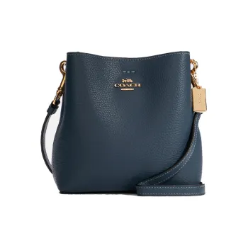 COACH Town Canvas Leather Bucket Bags Shoulder Bag Crossbody Bag Small Size Women's Denim Blue