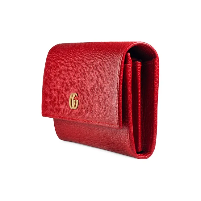 GUCCI Marmont Leather Wallet Women's Red-1