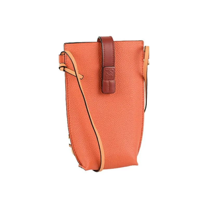LOEWE Gate Pocket Calfskin Shoulder Bag, Crossbody Bag Regular Women's Coral/Apricot Red-1