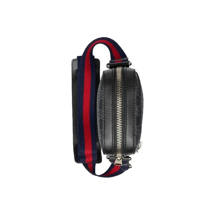 GUCCI Canvas With Leather Messenger Bag Shoulder Bag Crossbody Bag Men's Black Gray Color-4