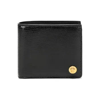 VERSACE Leather Money Clip Coin Purses Wallets Men's Black