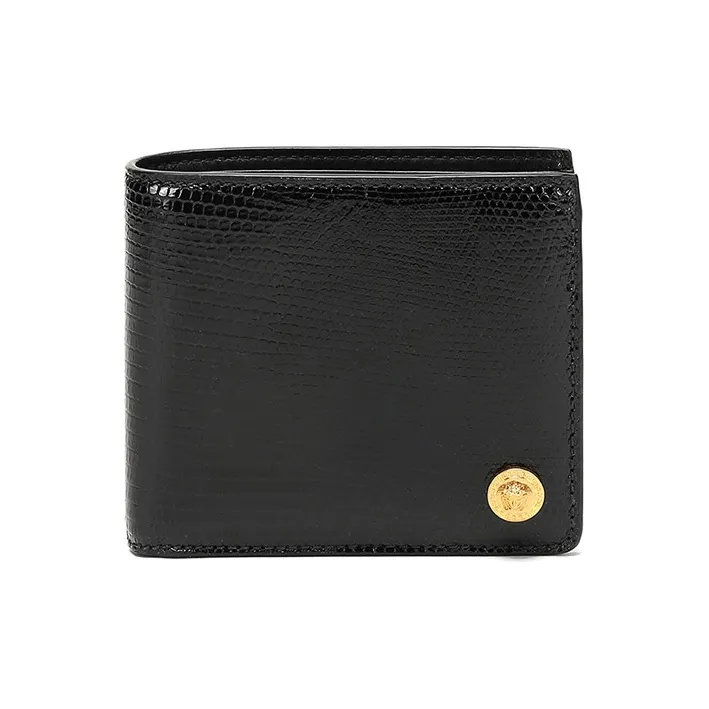 VERSACE Leather Money Clip Coin Purses Wallets Men's Black-0