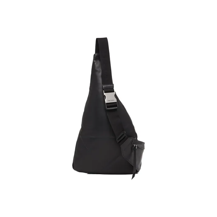 PRADA Leather Backpack Crossbody Bag Men's Black-1