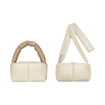 THE YELLOW SHOP Eco-Friendly Leather Box Bag Feather Bag Square Bag Crossbody Handbag Regular Women's Oat
