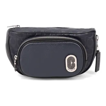 COACH Court Leather One Shoulder Crossbody Sling Bag Crossbody Bag Fanny Pack Small Size Men's Black