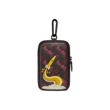 COACH Hybrid Leather Clutch Unisex Black & Red Print