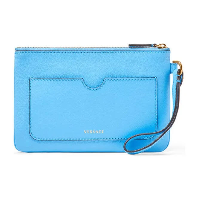 VERSACE La Medusa Cow Leather Coin Purse Clutch Women's Blue-1