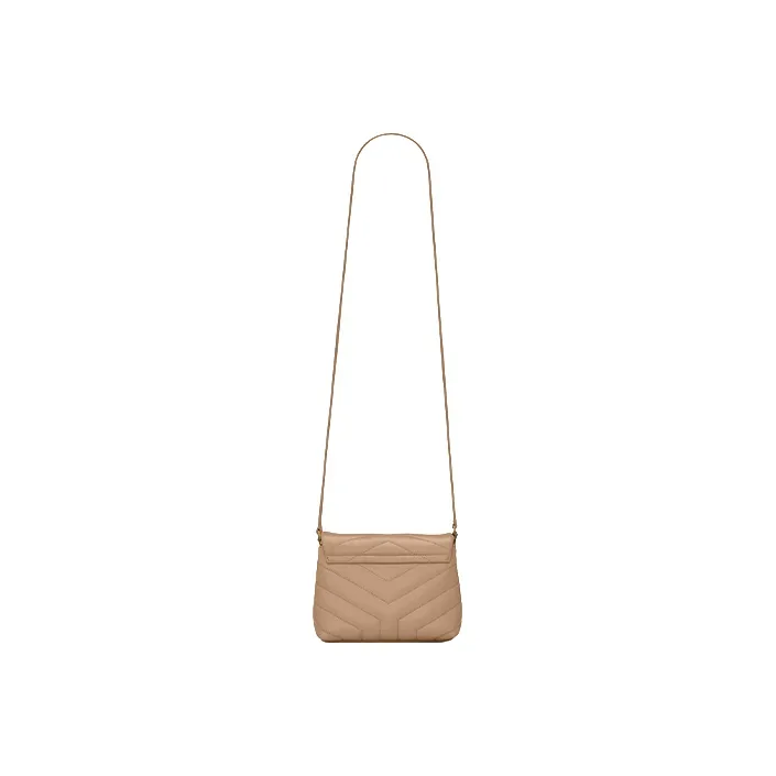 SAINT LAURENT Quilted Leather Crossbody Bag, Shoulder Bag Women's Dark Beige-4