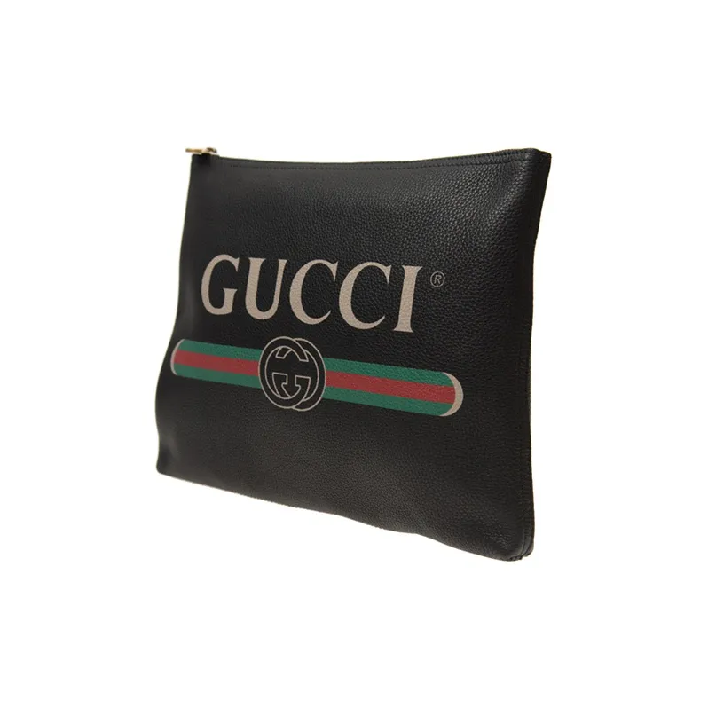 GUCCI Leather Clutch Medium Size Unisex Black-2
