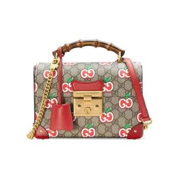 GUCCI Padlock Canvas With Leather Box Bag, Chain Shoulder Bag, Crossbody Bag, Handbag Small Size Women's Beige/Ebony