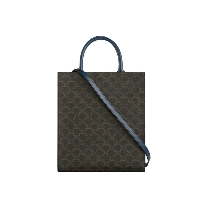CELINE Cabas Canvas With Leather Trunk Bag Tote Bag Shopping Bag Handbag Small Size Unisex Black-2