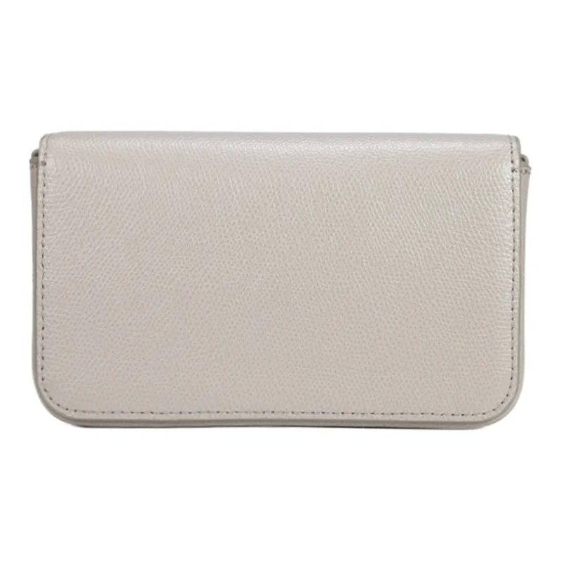 Furla 1927 Collection Pebbled Leather Pure Crossbody Bag Shoulder Bag Small Size Women's Gray-1