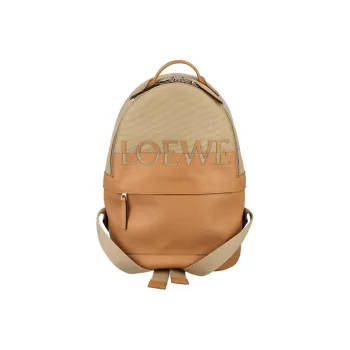 LOEWE Cow Leather With Cotton Backpack Unisex Brown