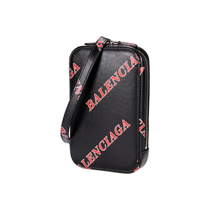 Balenciaga Cow Leather Cell Phone Case Wallet Cell Phone Pouch Regular Women's Black-2