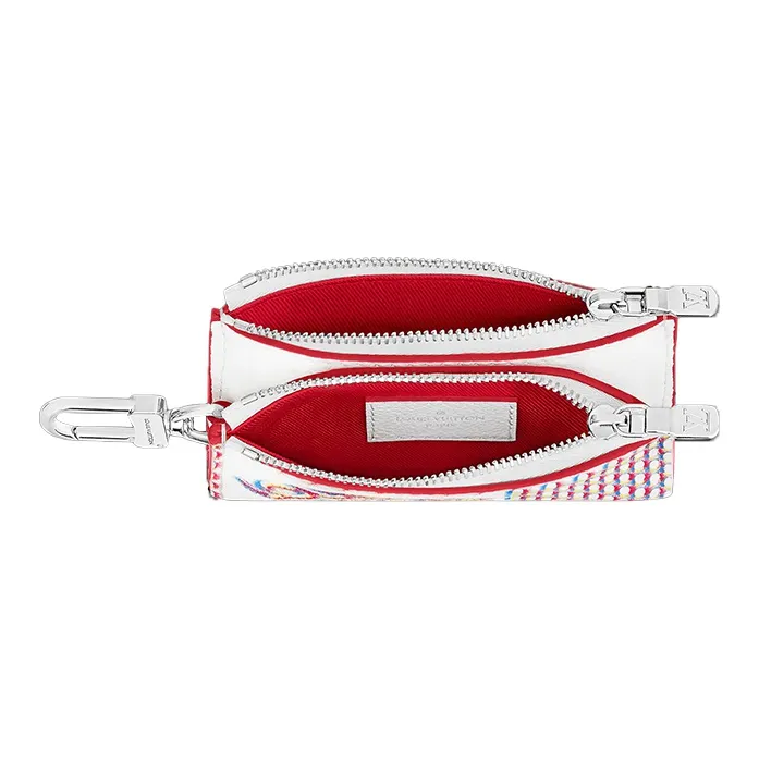 LOUIS VUITTON Double Zipped Card Holder White Damier Spray-3
