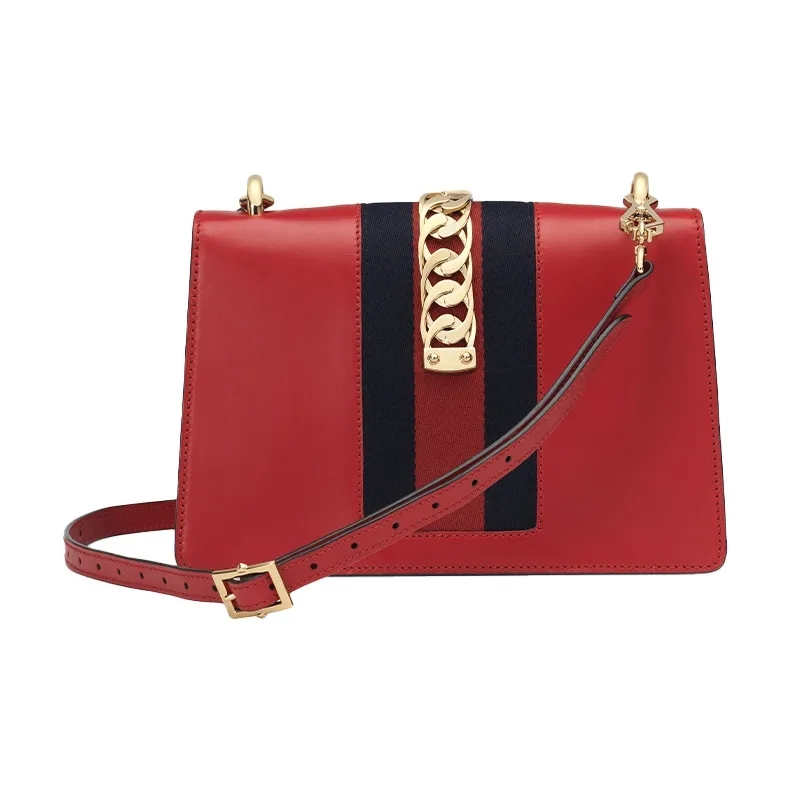 GUCCI Sylvie Cow Leather Portable Crossbody Bag Shoulder Bag Women's Red-1