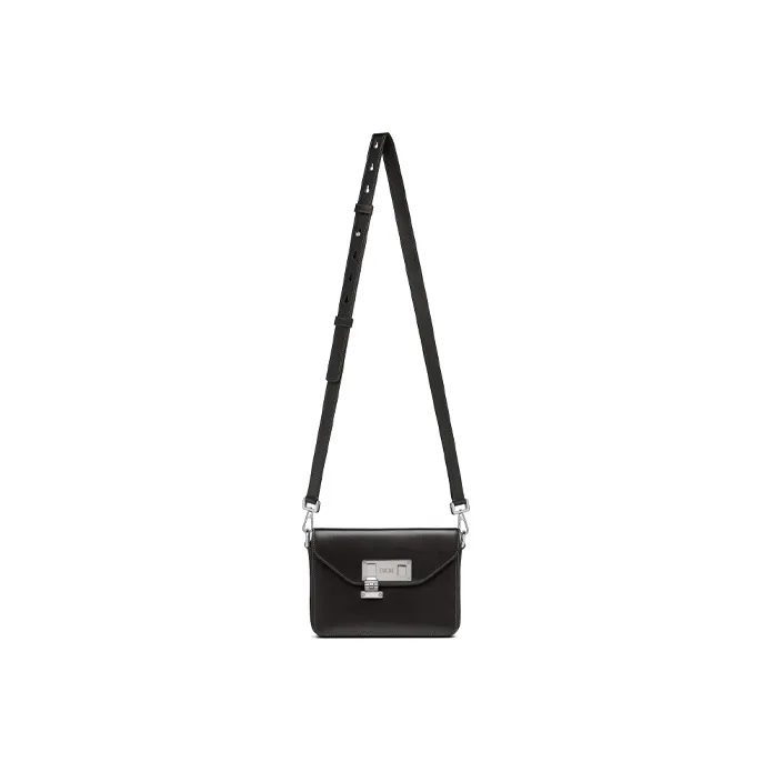 DIOR Lock Cow Leather Messenger Bag, Shoulder Bag, Crossbody Bag Regular Men's Black-2