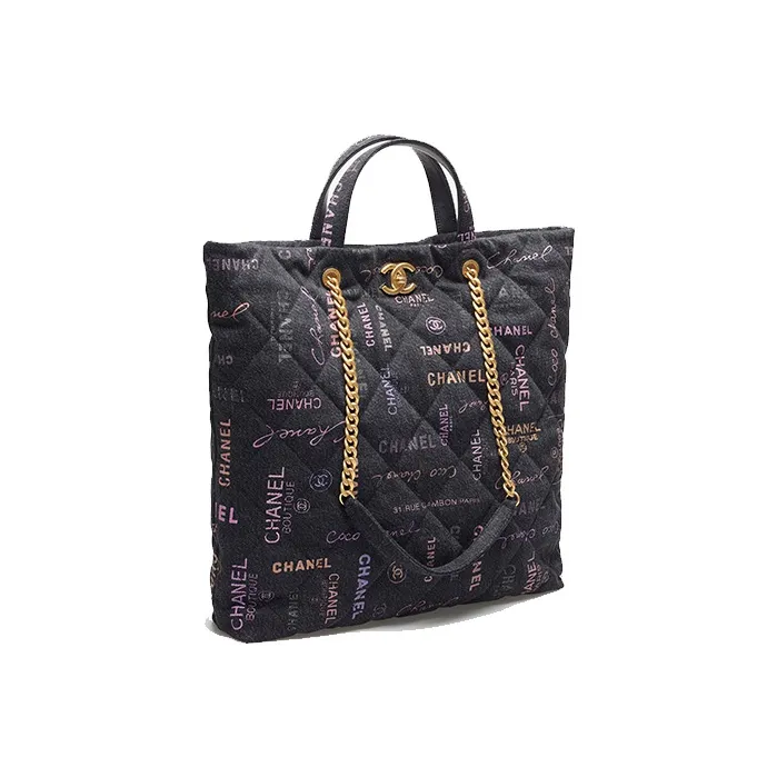 CHANEL 22P Denim Tote Bag, Shopping Bag, Shoulder Bag, Handbag Women's Black-1