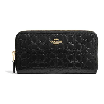 COACH Accordion Zip Leather Clutch Long Hand Piano Wallet Regular Women's Black